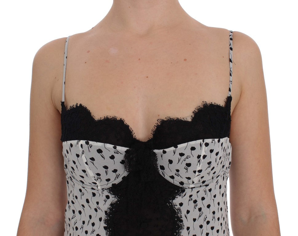 Haut de lingerie babydoll en dentelle de soie noire Dolce & Gabbana
