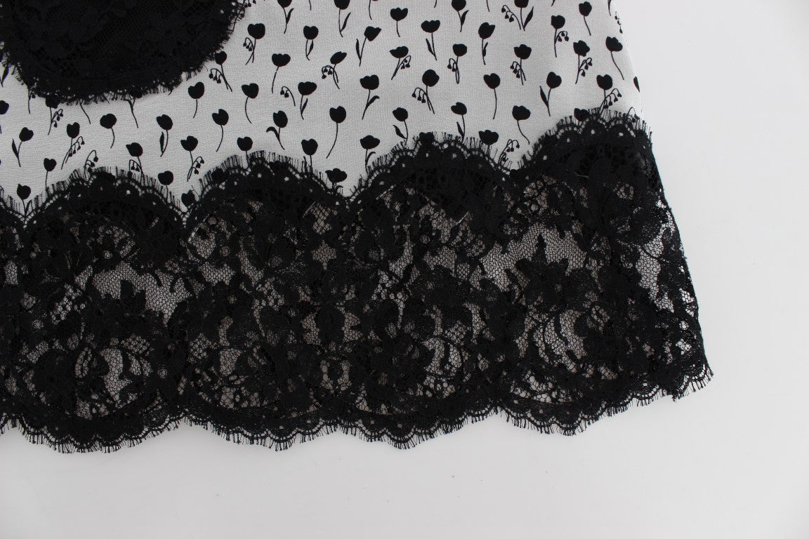 Haut de lingerie babydoll en dentelle de soie noire Dolce & Gabbana