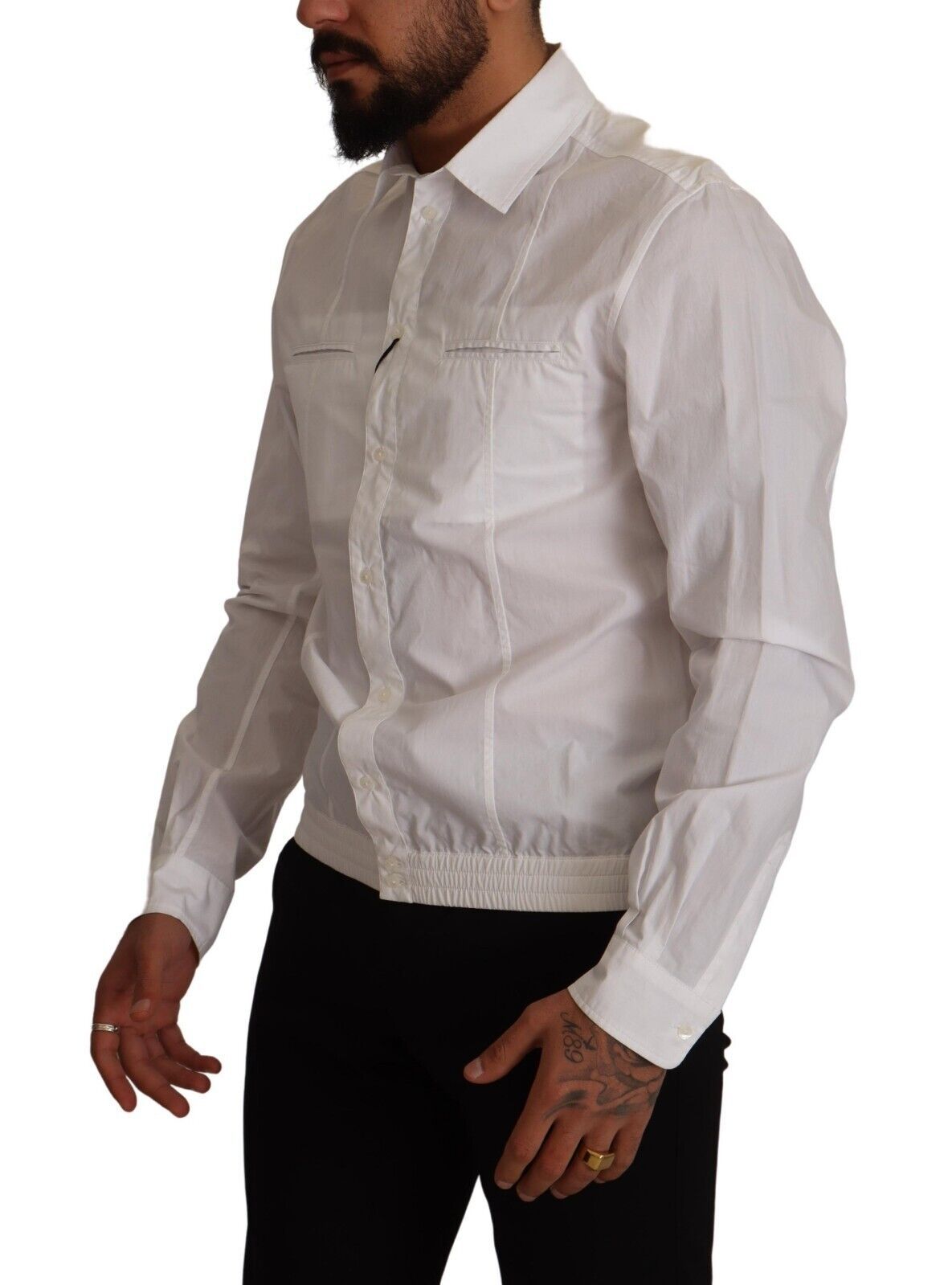Chemise col classique boutonnée Dolce & Gabbana en coton blanc pour homme