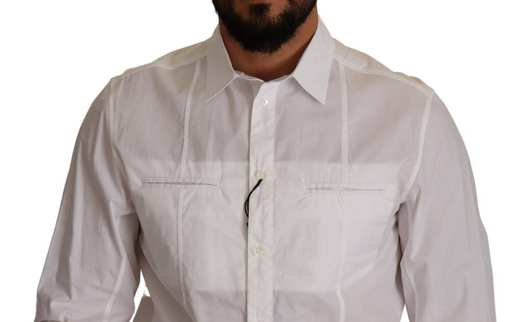 Chemise col classique boutonnée Dolce & Gabbana en coton blanc pour homme