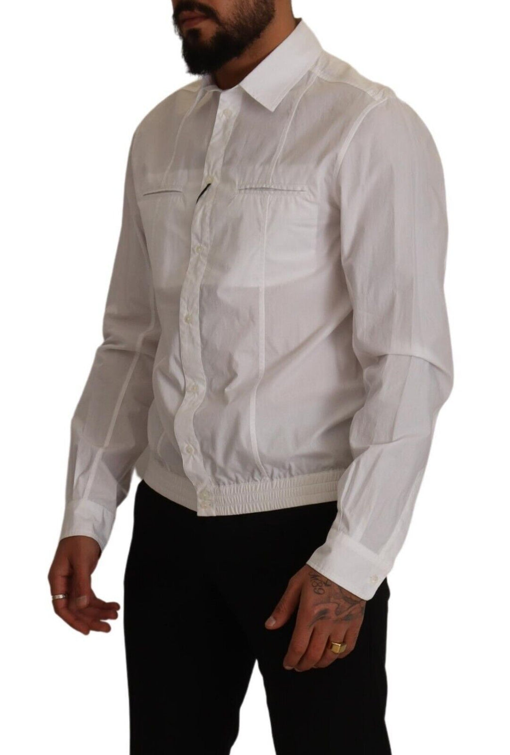 Chemise col classique boutonnée Dolce & Gabbana en coton blanc pour homme