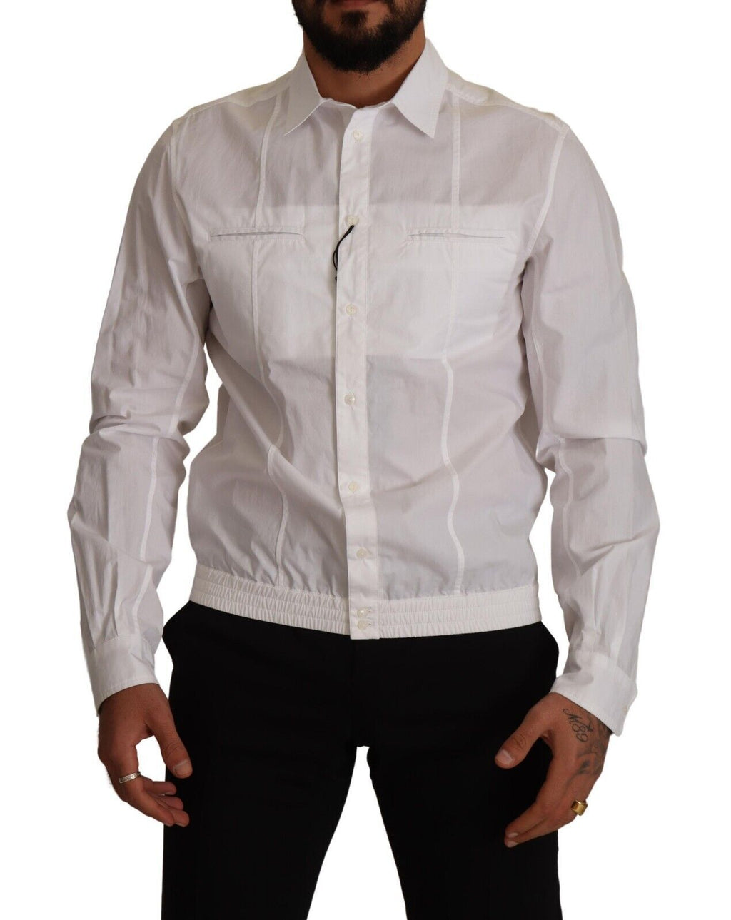 Chemise col classique boutonnée Dolce & Gabbana en coton blanc pour homme