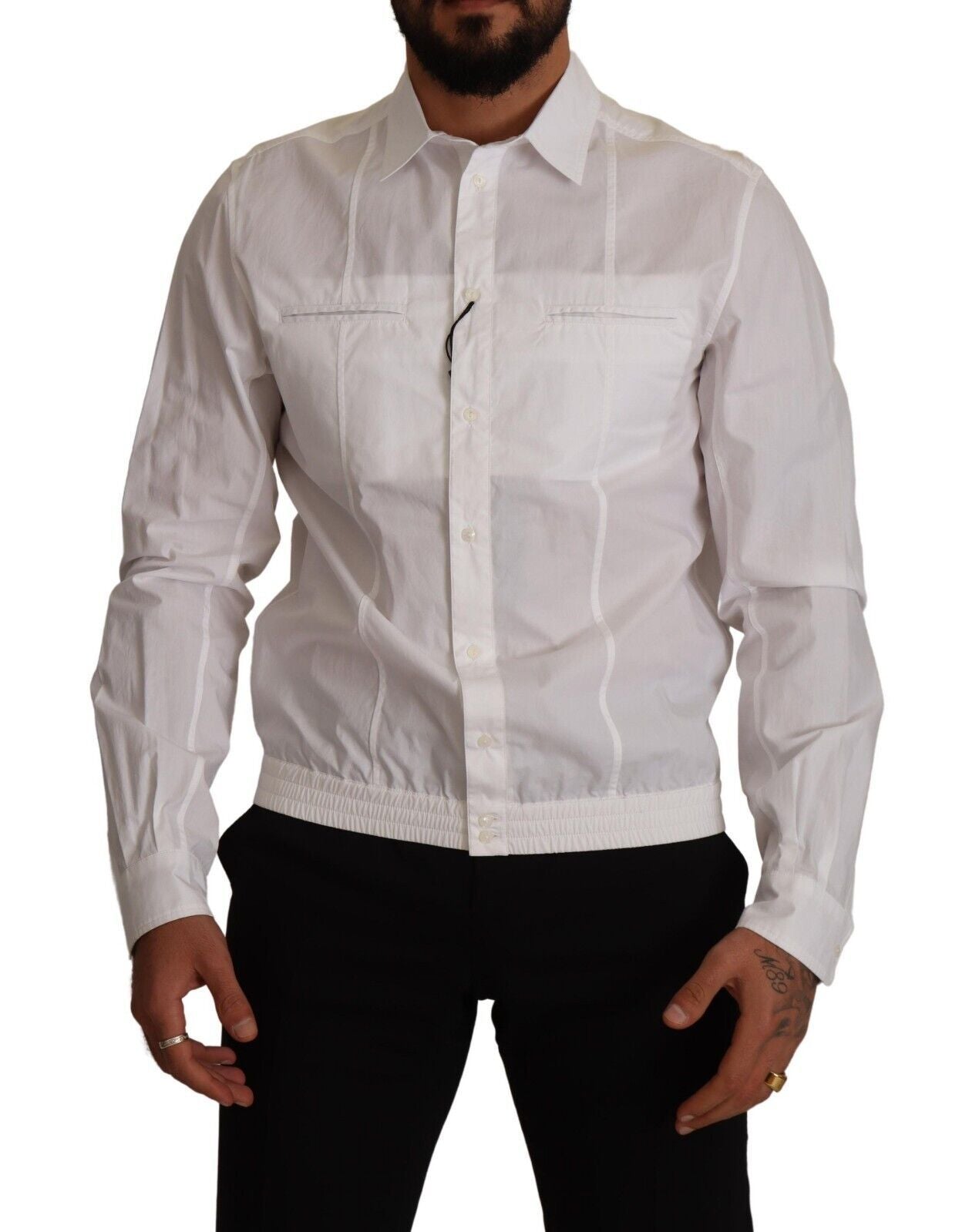 Chemise col classique boutonnée Dolce & Gabbana en coton blanc pour homme