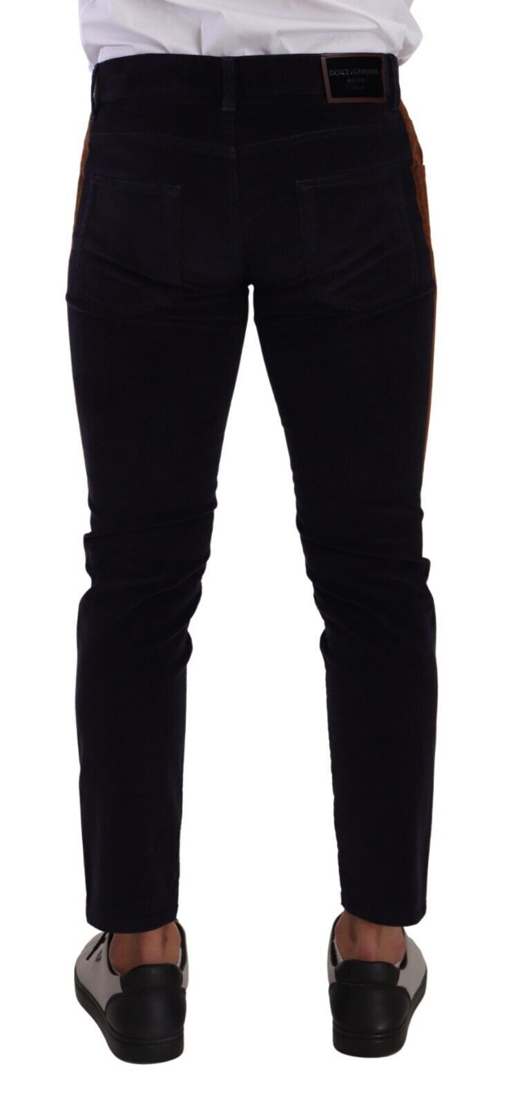 Jean slim en velours côtelé extensible en coton bleu Dolce & Gabbana