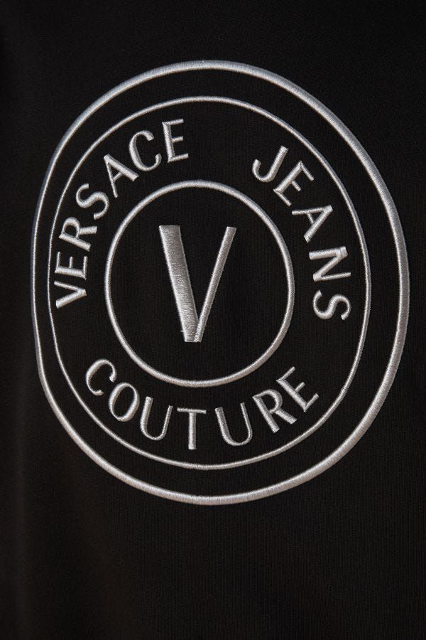 Sweat-shirt à capuche Versace Jeans en coton noir avec détails logo