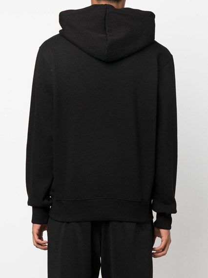 Sweat-shirt à capuche Versace Jeans en coton noir avec détails logo