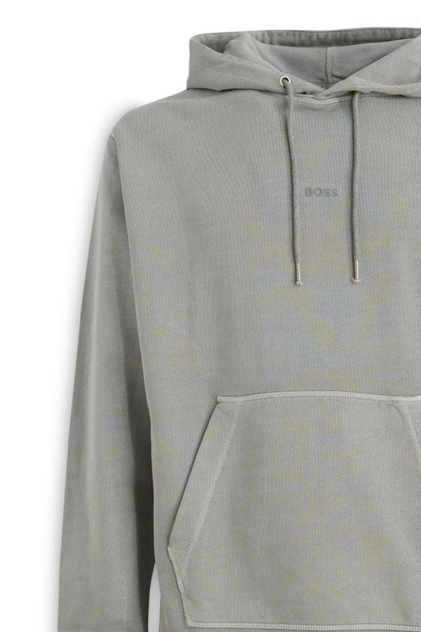 Sweat à capuche en coton gris avec détails logo Hugo Boss