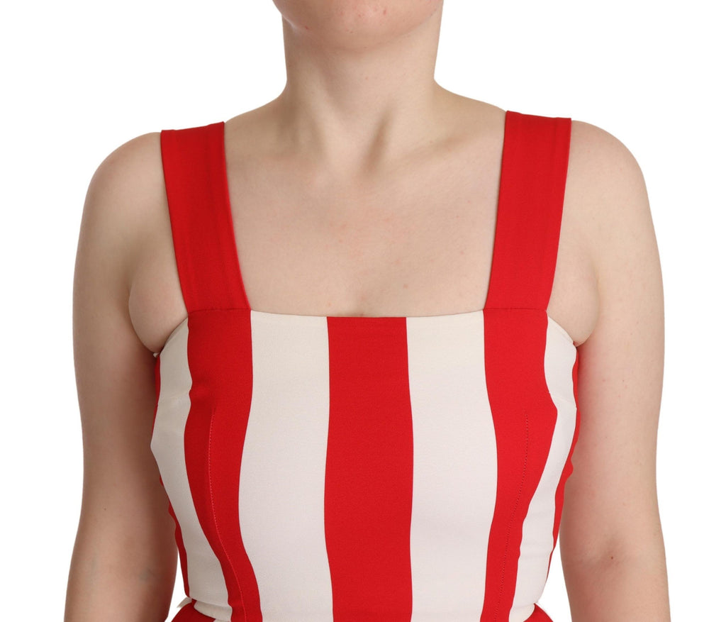 Robe Dolce & Gabbana trapèze stretch blanc et rouge