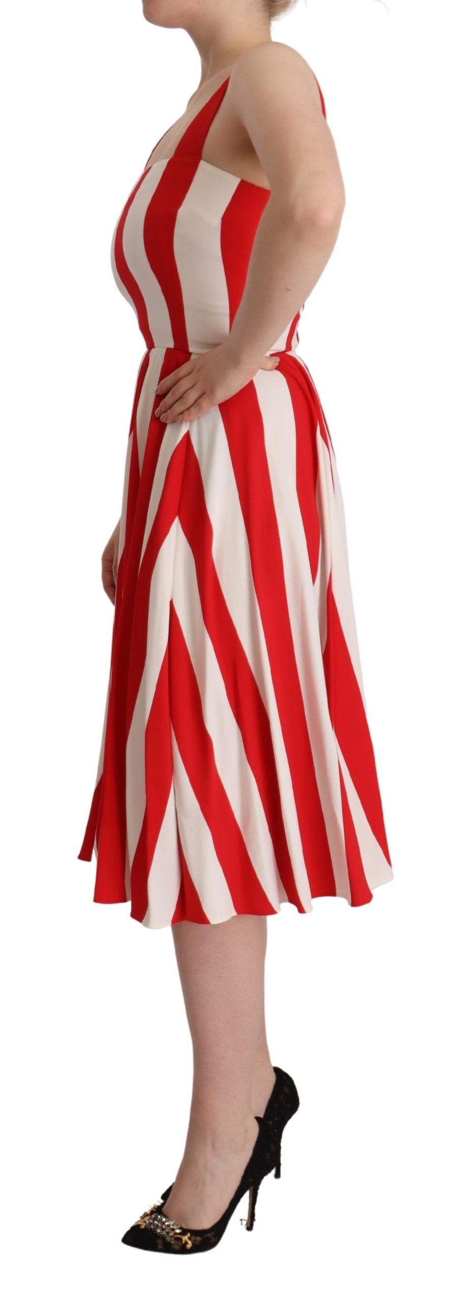 Robe Dolce & Gabbana trapèze stretch blanc et rouge