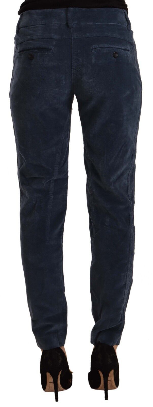 Peserico – Blaue, schmal zulaufende Hose aus Baumwollstretch mit mittlerer Taille