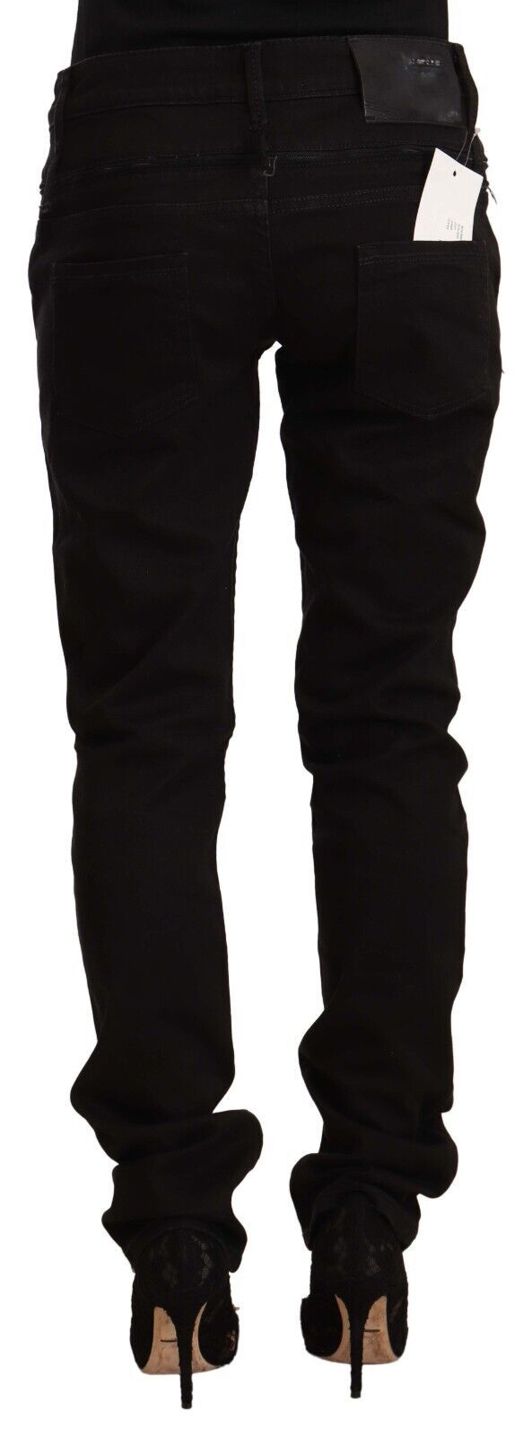 Acht – Schwarze Skinny-Jeans aus Baumwoll-Stretch-Denim mit niedriger Taille