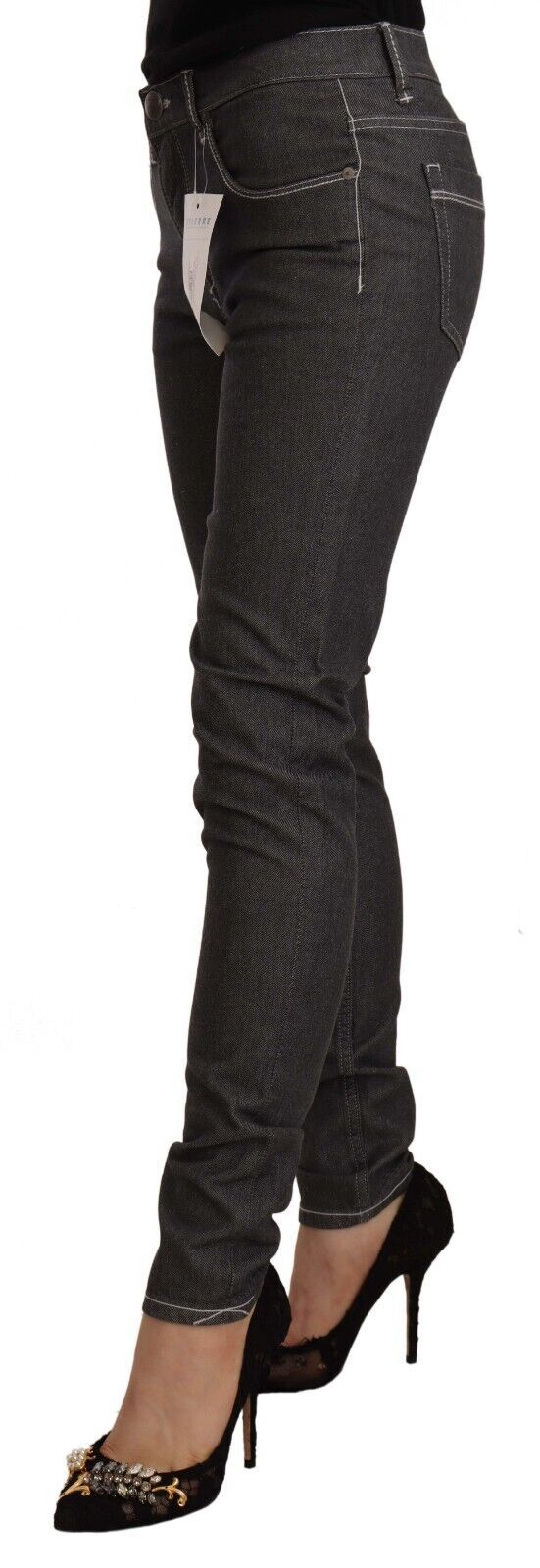 Acht – Schwarze Skinny-Jeans mit niedriger Taille und schmaler Passform