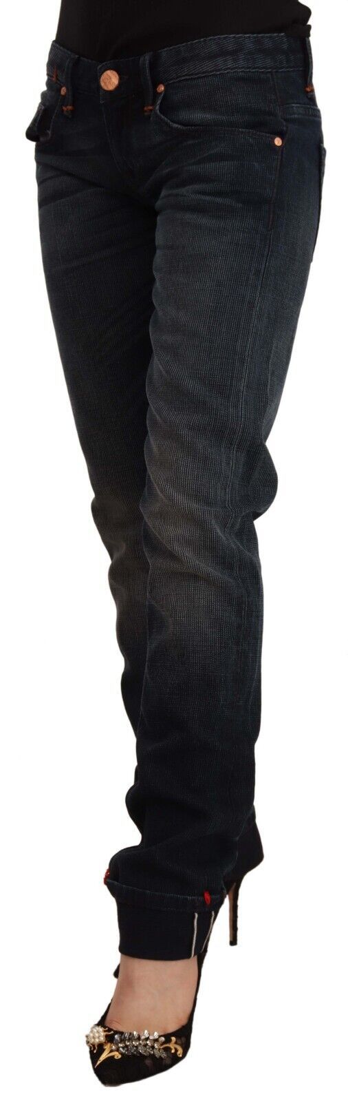 Acht – Schwarze Skinny-Jeans aus verwaschener Baumwolle mit niedriger Taille