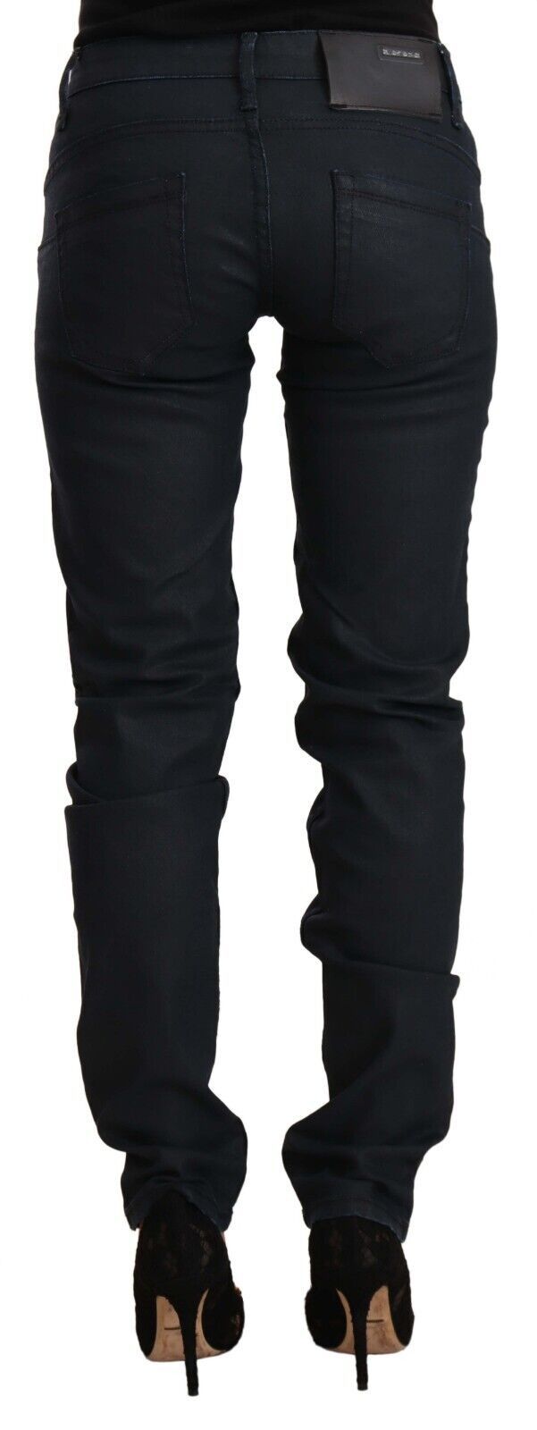 Acht – Schwarze Slim Fit-Jeans aus Baumwolle mit niedriger Taille