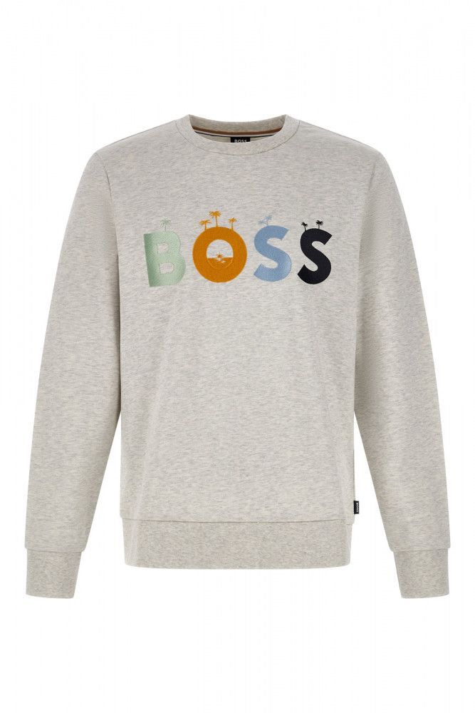 Sweat-shirt Hugo Boss en coton gris avec logo