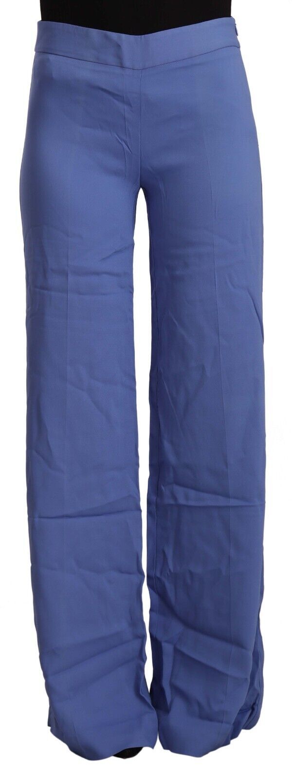 PAROSH – Blaue, hoch taillierte Viskosehose mit geradem, weitem Bein