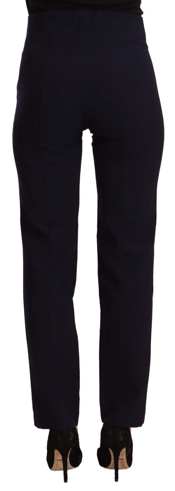 AGLINI Schwarze, hoch taillierte, gerade Damenhose aus Polyester