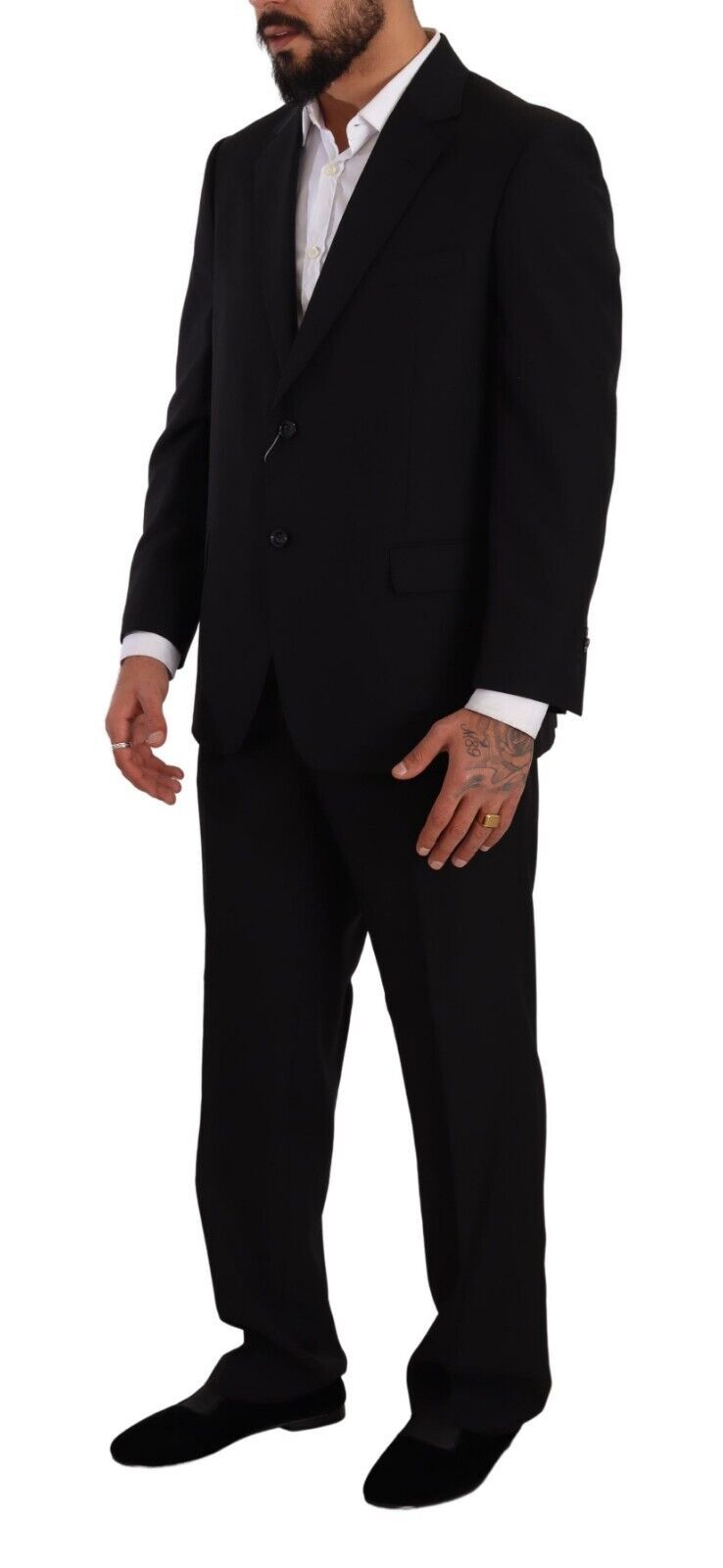 Costume de cérémonie simple boutonnage Domenico Tagliente en polyester noir