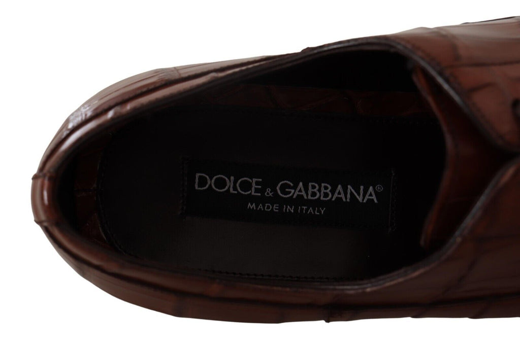 Chaussures Richelieu Homme Formelles en Cuir de Crocodile Marron Dolce & Gabbana