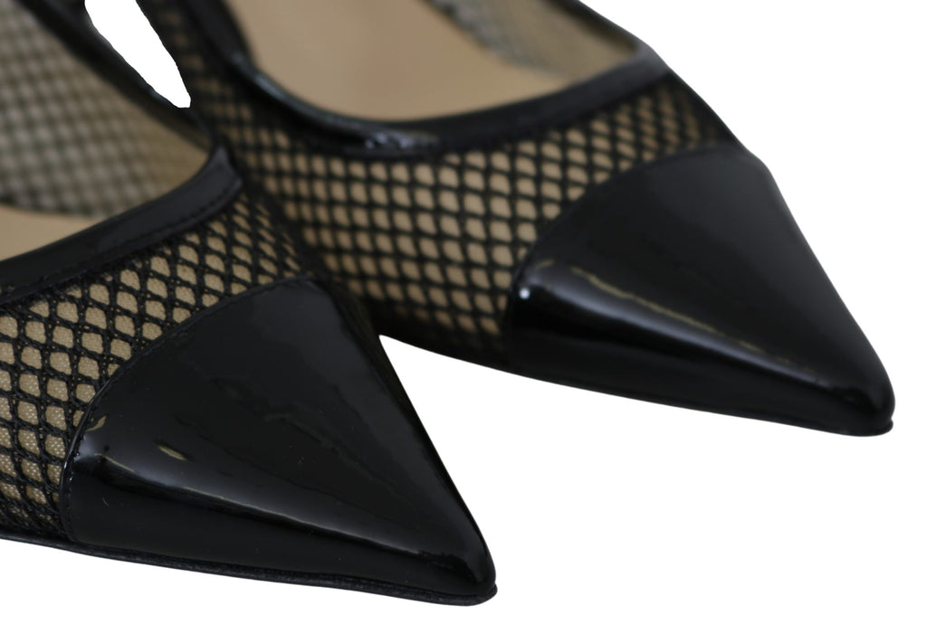 Escarpins Jimmy Choo Amika 50 en résille et cuir noirs