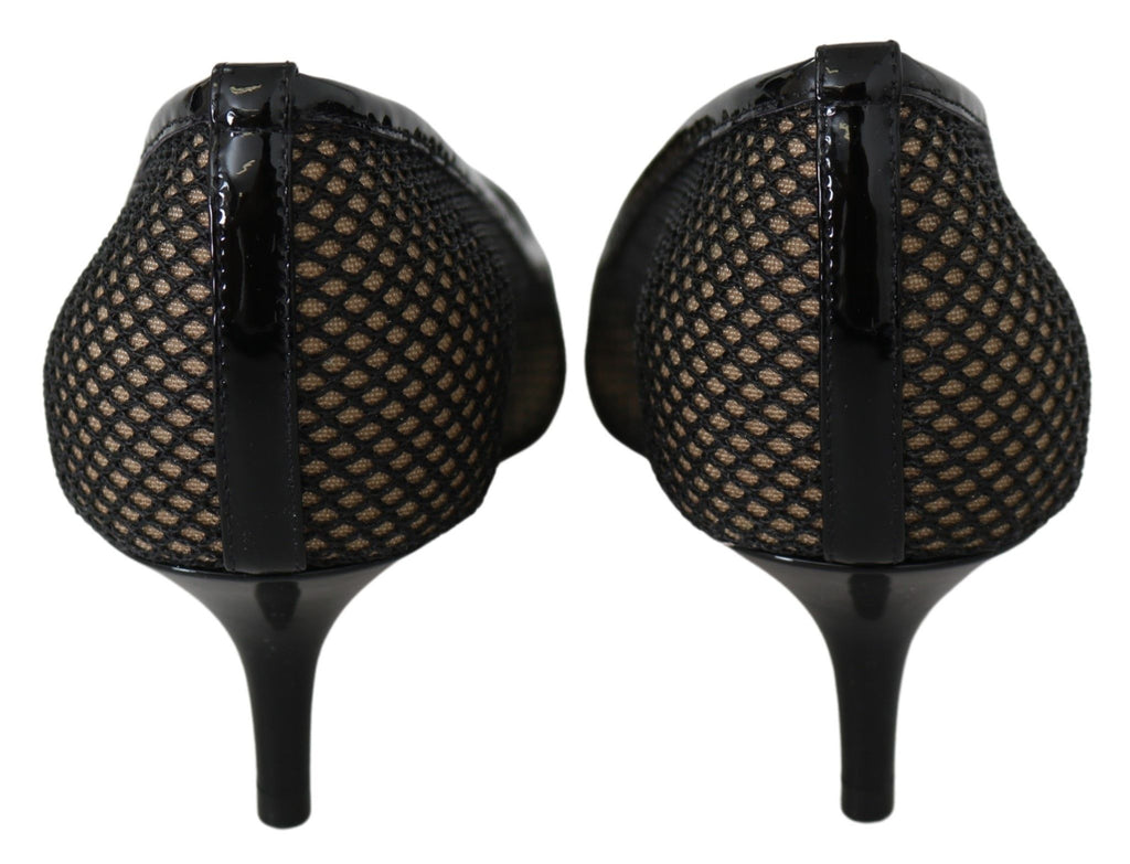 Escarpins Jimmy Choo Amika 50 en résille et cuir noirs