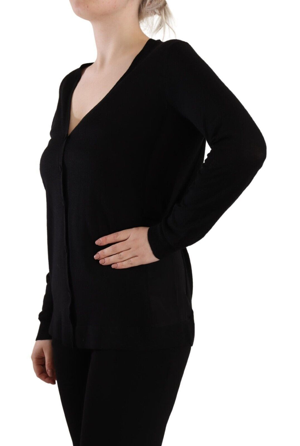 Haut pull Dolce & Gabbana noir en laine à col en V et manches longues