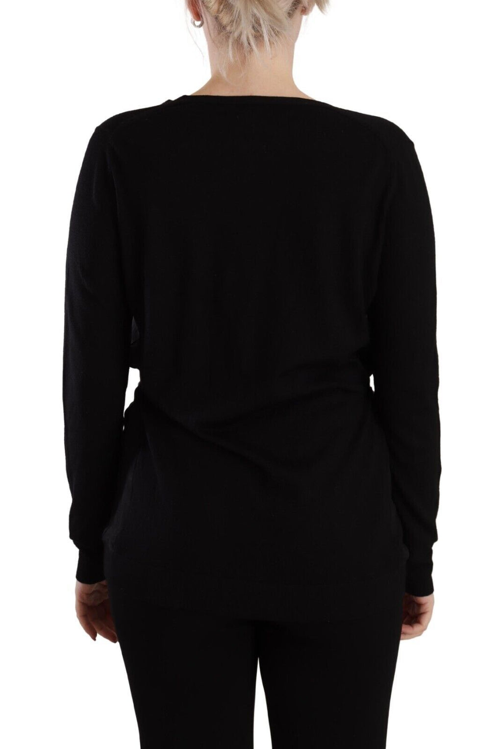 Haut pull Dolce & Gabbana noir en laine à col en V et manches longues