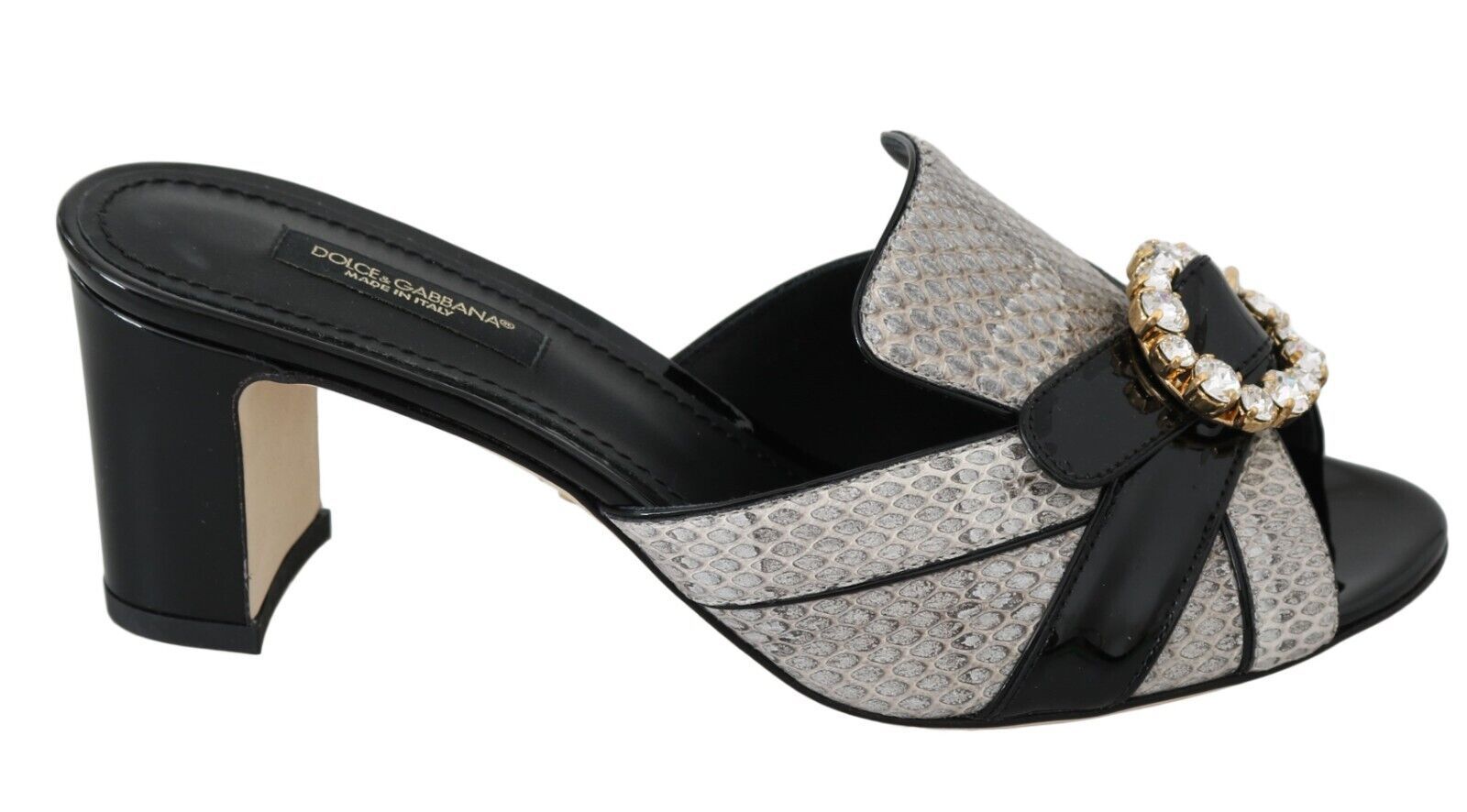 Chaussures Sandales Dolce & Gabbana en Cuir Exotique Noir Gris à Cristaux