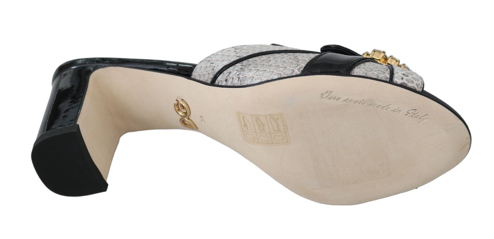Chaussures Sandales Dolce & Gabbana en Cuir Exotique Noir Gris à Cristaux