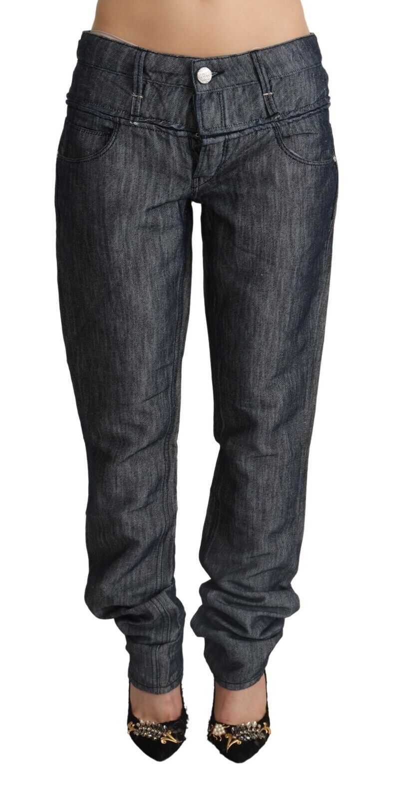 Jean droit en ramie gris foncé Acht taille mi-haute et large