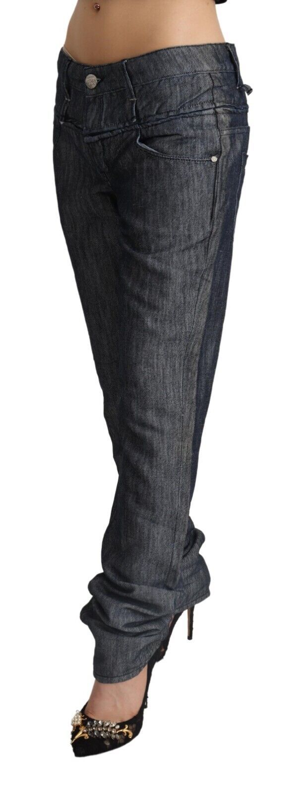 Jean droit en ramie gris foncé Acht taille mi-haute et large