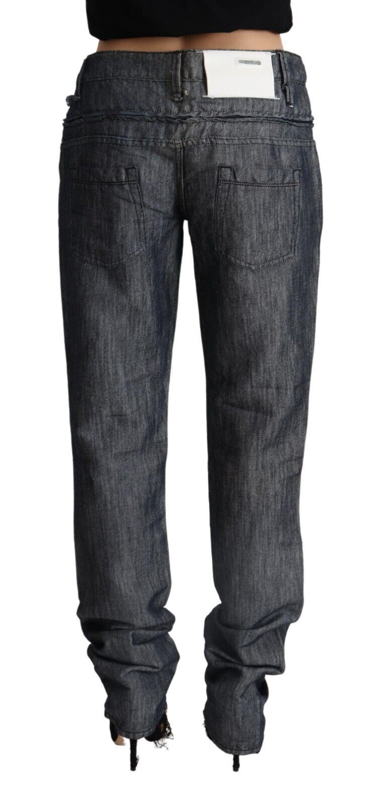 Jean droit en ramie gris foncé Acht taille mi-haute et large