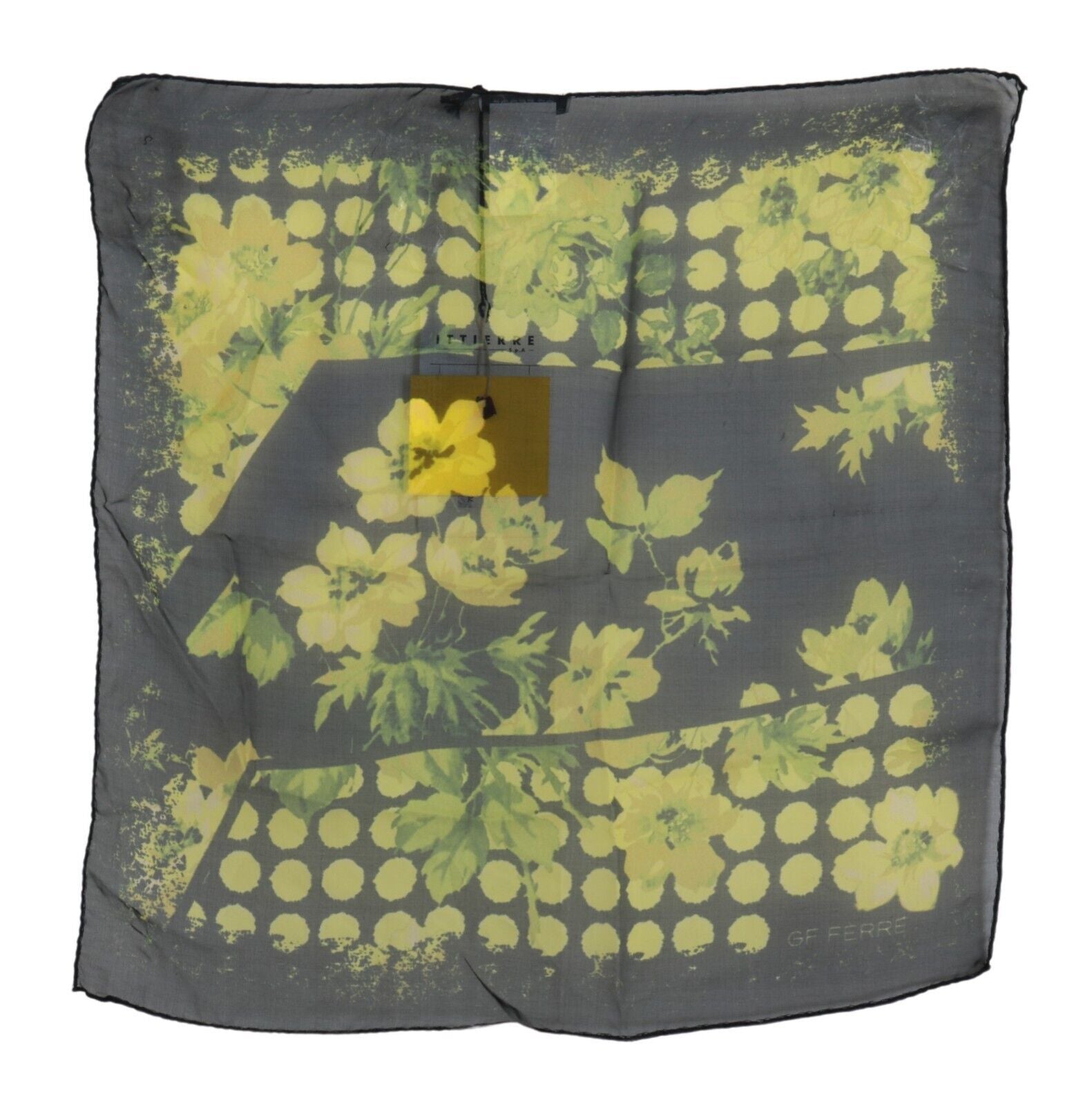 Foulard-châle portefeuille à motif floral noir et jaune GF Ferre