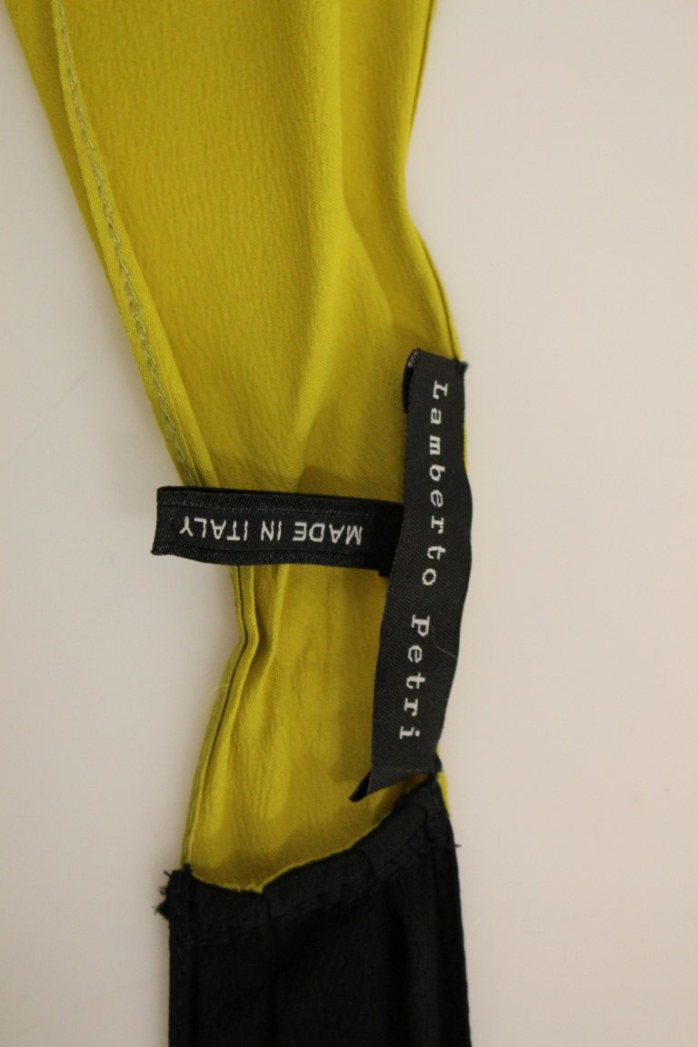 Lamberto Petri Schwarz-Gelbes Etui-Cocktailkleid aus Seide