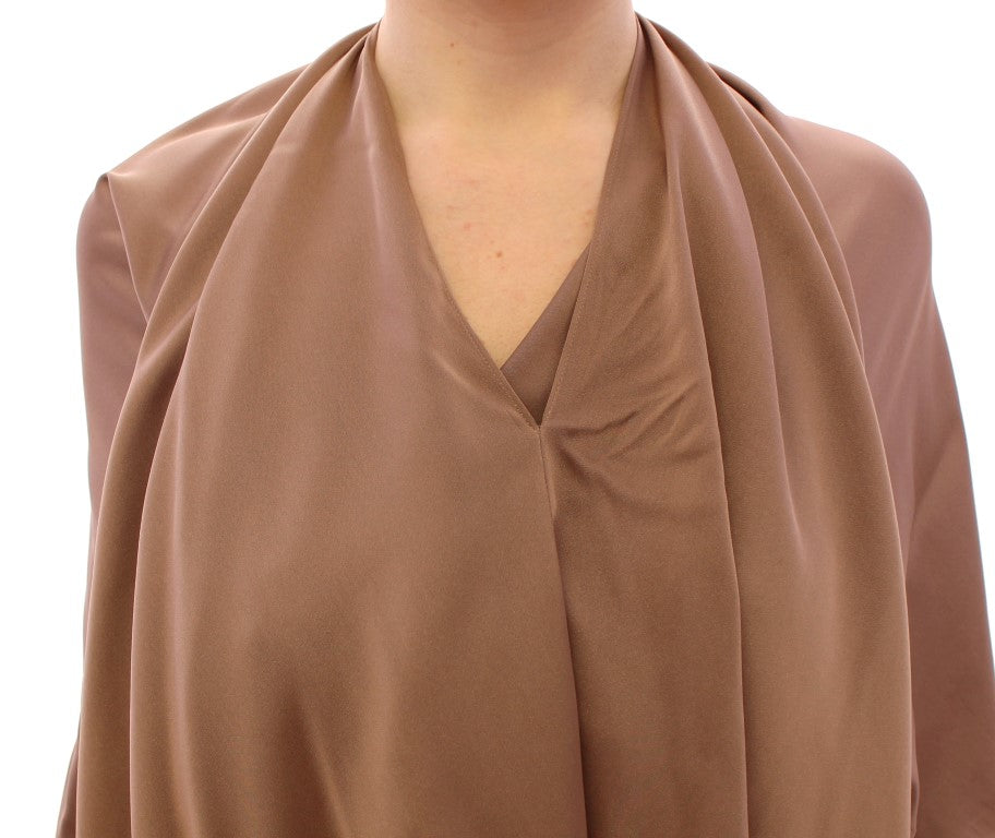 Lamberto Petri Braunes drapiertes Etui-Cocktailkleid aus Seide