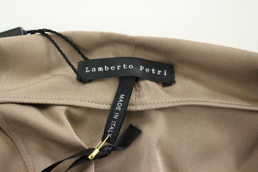 Lamberto Petri Braunes drapiertes Etui-Cocktailkleid aus Seide