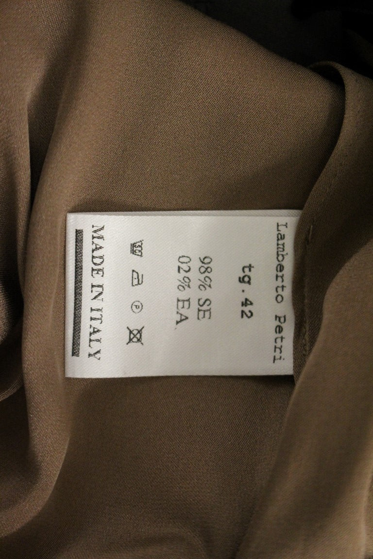 Lamberto Petri Braunes drapiertes Etui-Cocktailkleid aus Seide