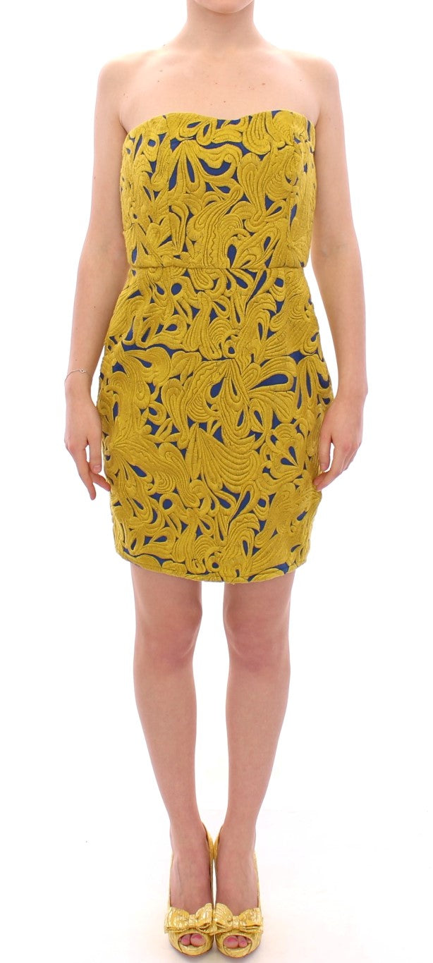 Robe courte bustier évasée Sachin & Babi bleu et jaune