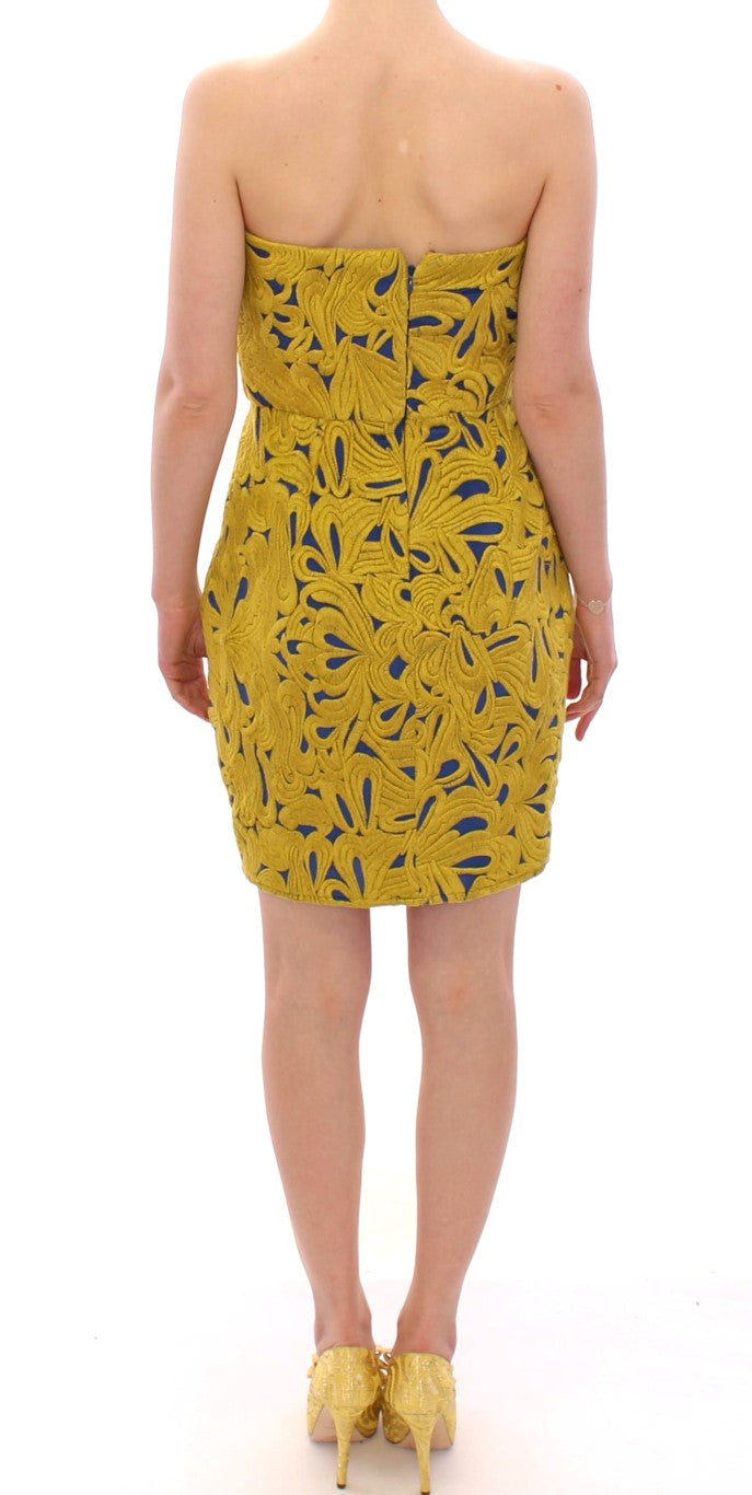 Robe courte bustier évasée Sachin & Babi bleu et jaune