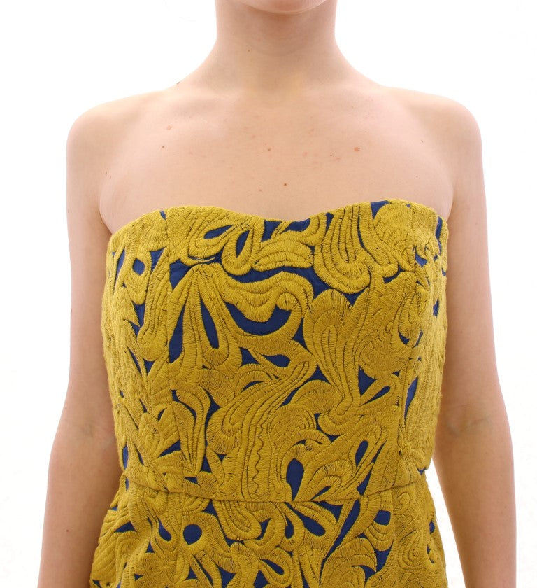 Robe courte bustier évasée Sachin & Babi bleu et jaune