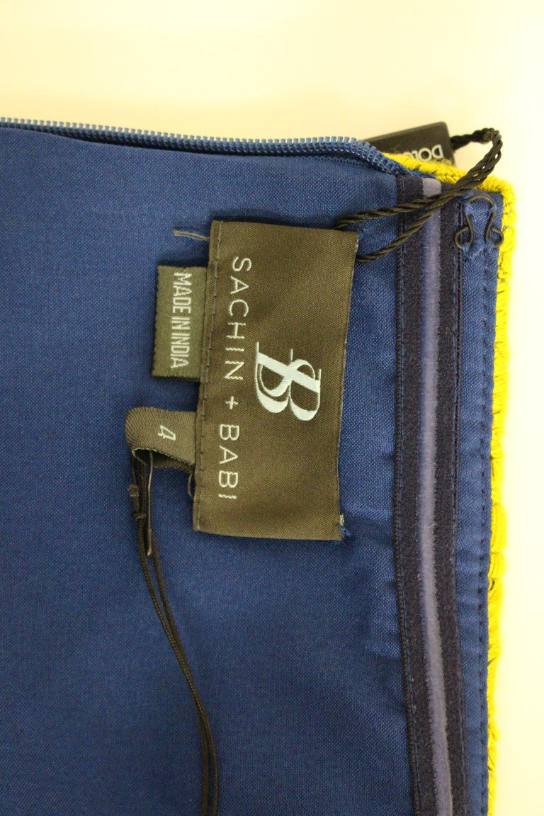 Robe courte bustier évasée Sachin & Babi bleu et jaune