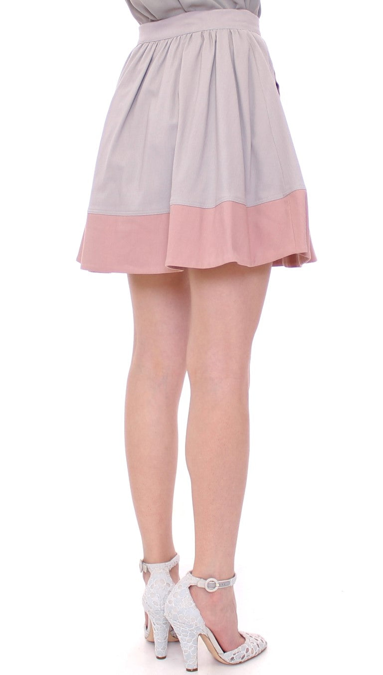 Comeforbreakfast Rosa Grau Mini Kurzer Faltenrock