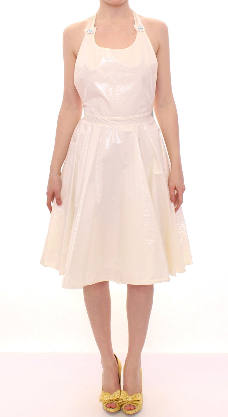 Robe Tea Longueur Genou Blanche à Col Licou Licia Florio
