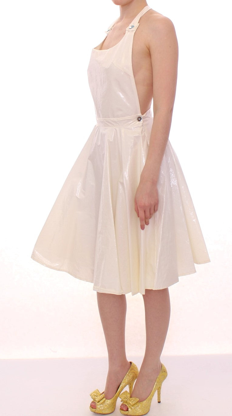 Robe Tea Longueur Genou Blanche à Col Licou Licia Florio