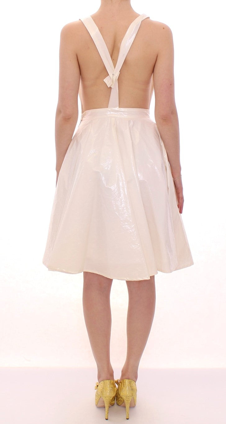 Robe Tea Longueur Genou Blanche à Col Licou Licia Florio