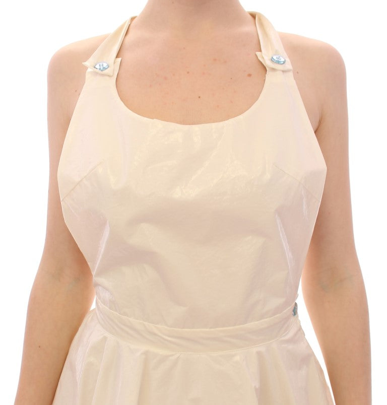 Robe Tea Longueur Genou Blanche à Col Licou Licia Florio