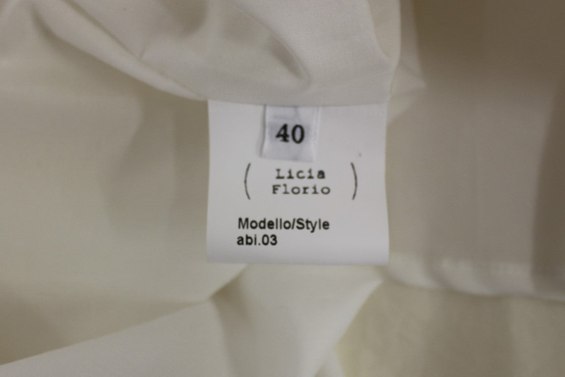 Robe Tea Longueur Genou Blanche à Col Licou Licia Florio