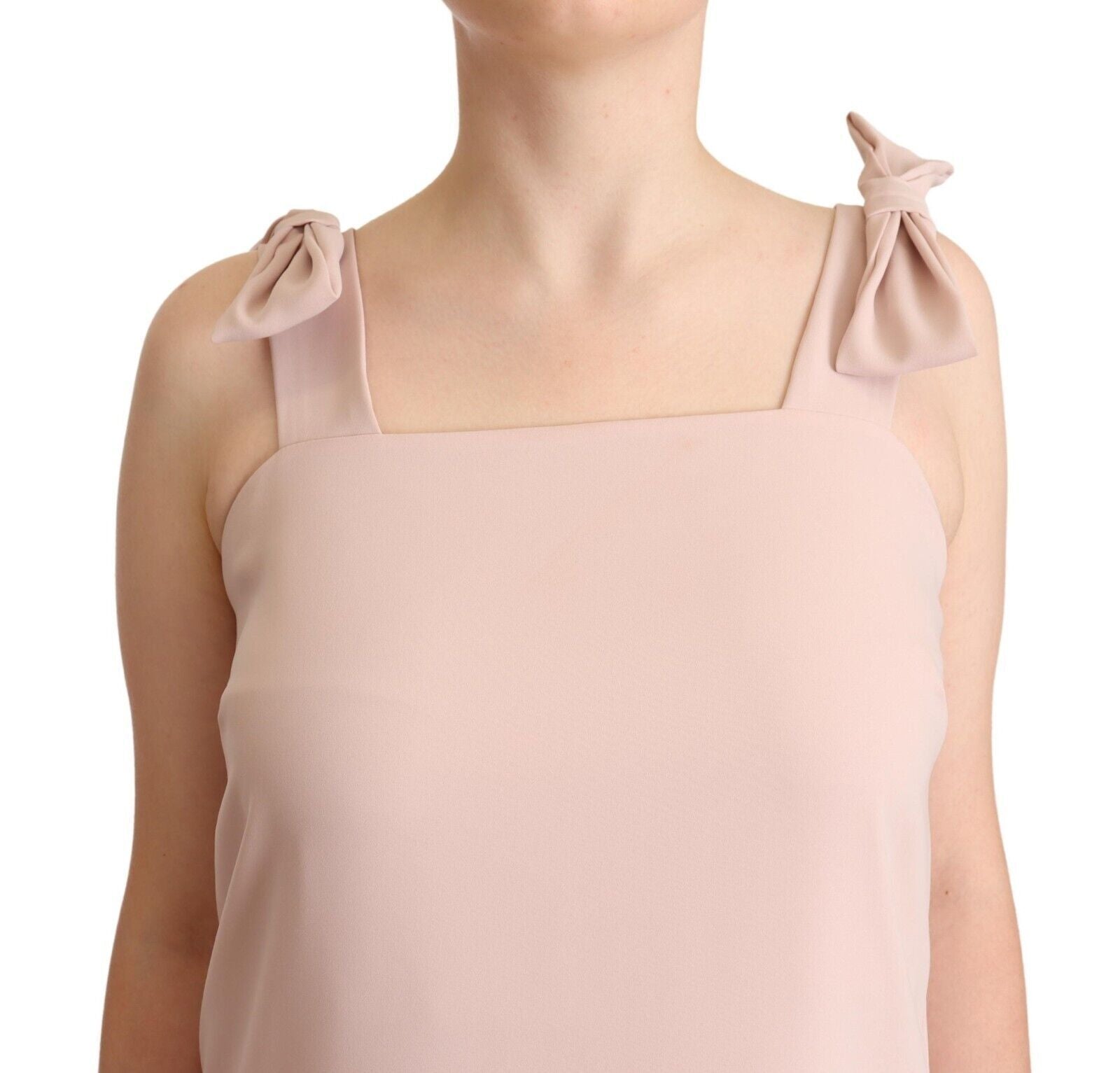 PAROSH – Ärmelloses Midi-Etuikleid aus Polyester mit Federn in Rosa