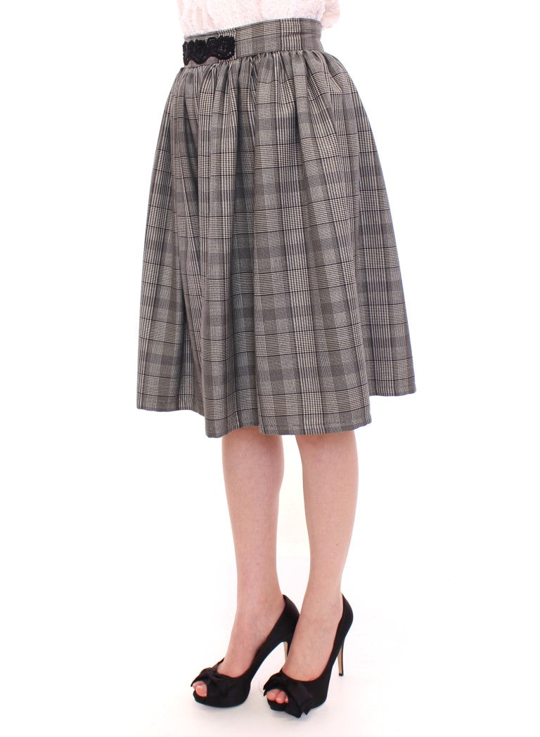 Mini-jupe Short en Laine à Carreaux Gris NOEMI ALEMÁN
