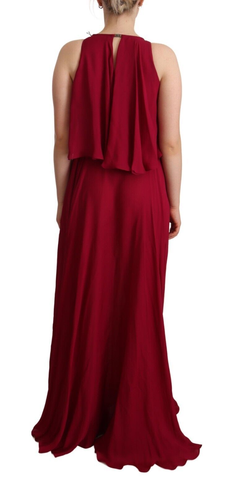 Robe longue sans manches évasée en soie à volants PLEIN SUD Orchid